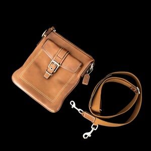Vintage Coach Brown Leather Buckle Crossbody Purse Bag Excellent
